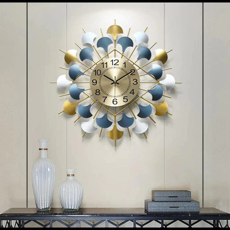 MULTICOLORED FLORAL METALLIC ANTIQUE WALL CLOCK