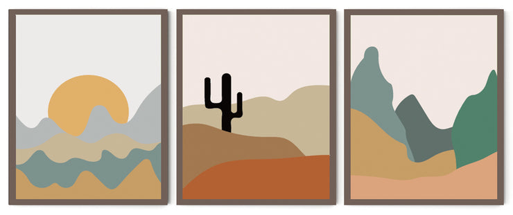PANORAMA ABSTRACT PICTURE FRAMES WITH GLASS- SET OF 3