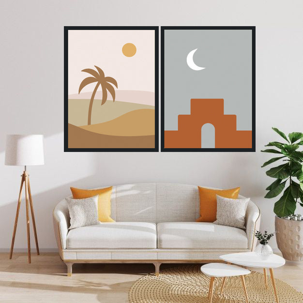 BUCOLIC ABSTRACT PICTURE FRAMES WITH GLASS- SET OF 2