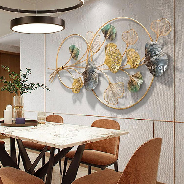 BLUE AND GOLDEN CAPTIVATING FLORID METAL WALL DECOR