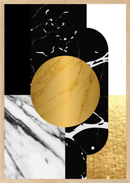 SWANKY ABSTRACT PICTURE FRAME IN BLACK, WHITE AND BEIGE WITH GLASS-SINGLE