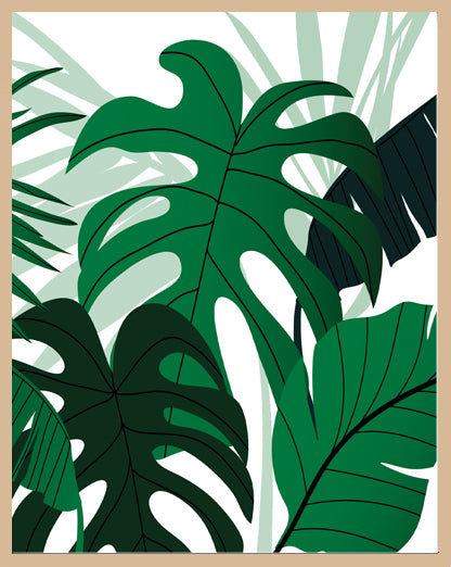 GLACIOUS GREEN MONSTERA PLANT ART FRAME WITH GLASS- SINGLE
