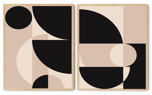 ALL OF SHAPES MINIMALISTIC ABSTRACT ART FRAMES WITH GLASS- SET OF 2