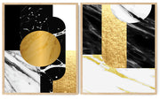 RAKISH ABSTRACT PICTURE FRAMES IN BLACK, WHITE AND BEIGE WITH GLASS-SET OF TWO