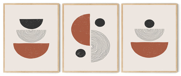 SUNDRY ECLIPTIC ABSTRACT ARTWORK FRAMES WITH GLASS-SET OF 3
