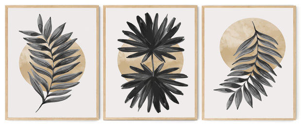 ARISTOCRATIC SIMPLE LEAF ART FRAMES WITH GLASS- SET OF 3