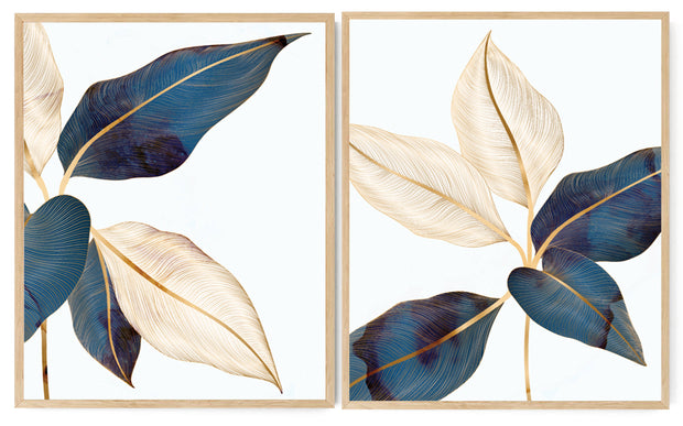 JAPANESE LAUREL DUSKY BOTANICAL FRAMES WITH GLASS- SET OF 2