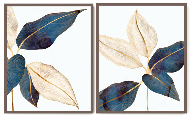 JAPANESE LAUREL DUSKY BOTANICAL FRAMES WITH GLASS- SET OF 2