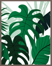GLACIOUS GREEN MONSTERA PLANT ART FRAME WITH GLASS- SINGLE