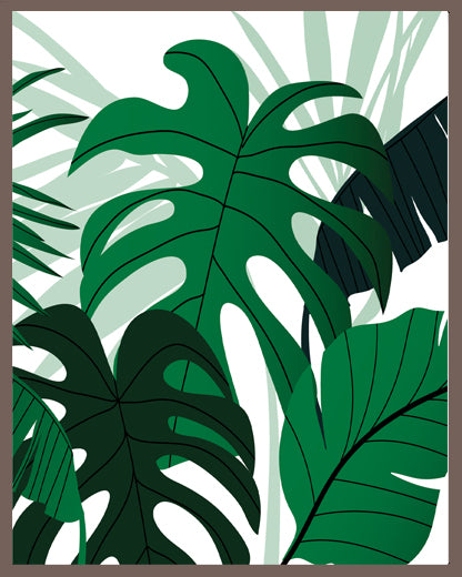 GLACIOUS GREEN MONSTERA PLANT ART FRAME WITH GLASS- SINGLE
