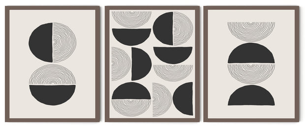 CIRCULAR NORDIAC LINE ABSTRACT BLACK & WHITE FRAMES WITH GLASS-SET OF 3