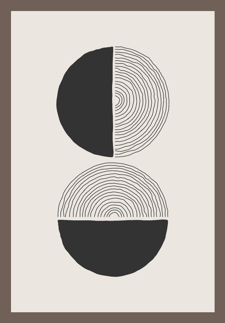 MINIMALISTIC CIRCULAR PATTREN LINE BOHO ART FRAME WITH GLASS- SINGLE