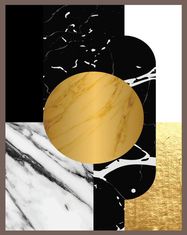 SWANKY ABSTRACT PICTURE FRAME IN BLACK, WHITE AND BEIGE WITH GLASS-SINGLE