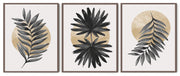 ARISTOCRATIC SIMPLE LEAF ART FRAMES WITH GLASS- SET OF 3