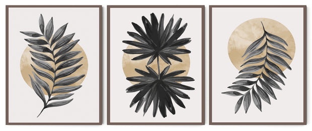 ARISTOCRATIC SIMPLE LEAF ART FRAMES WITH GLASS- SET OF 3