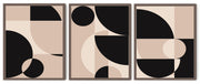 FIGURATIVE GEOMETRIC MURAL ART FRAMES WITH GLASS-SET OF 3