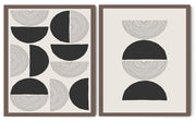 SET OF MULTIPLE VINTAGE HALF CIRCLE ABSTRACT ART FRAMES WITH GLASS- SET OF 2