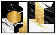 RAKISH ABSTRACT PICTURE FRAMES IN BLACK, WHITE AND BEIGE WITH GLASS-SET OF TWO