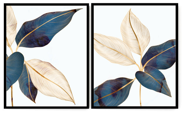 JAPANESE LAUREL DUSKY BOTANICAL FRAMES WITH GLASS- SET OF 2
