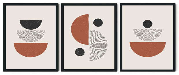 SUNDRY ECLIPTIC ABSTRACT ARTWORK FRAMES WITH GLASS-SET OF 3