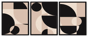 FIGURATIVE GEOMETRIC MURAL ART FRAMES WITH GLASS-SET OF 3