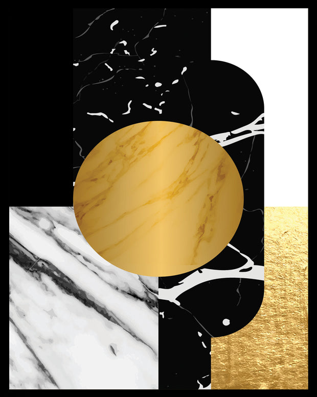 SWANKY ABSTRACT PICTURE FRAME IN BLACK, WHITE AND BEIGE WITH GLASS-SINGLE