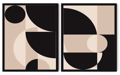 ALL OF SHAPES MINIMALISTIC ABSTRACT ART FRAMES WITH GLASS- SET OF 2