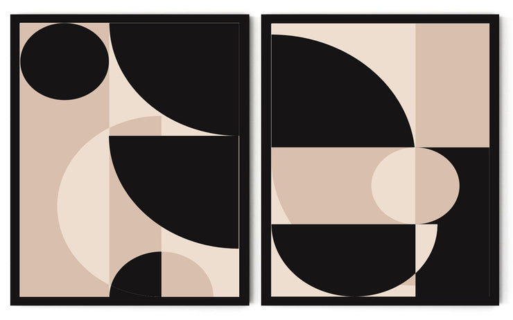 ALL OF SHAPES MINIMALISTIC ABSTRACT ART FRAMES WITH GLASS- SET OF 2