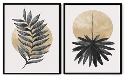 ELEGANT FERN LEAVES WALL ART FRAMES WITH GLASS- SET OF 2
