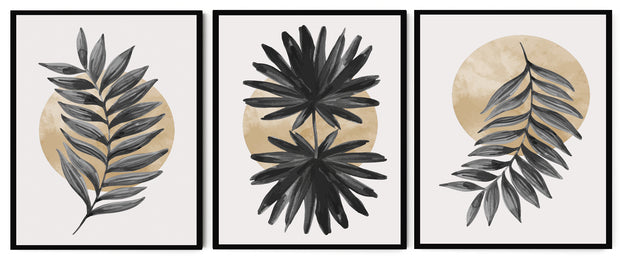 ARISTOCRATIC SIMPLE LEAF ART FRAMES WITH GLASS- SET OF 3