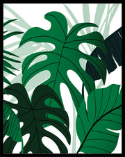 GLACIOUS GREEN MONSTERA PLANT ART FRAME WITH GLASS- SINGLE