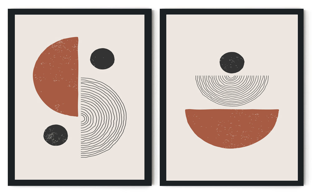 CURVED PRISMATIC FRAMED ABSTRACT ARTWORK FRAMES WITH GLASS-SET OF 2 ...