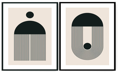 LUCULENT  GEOMETRIC PICTURE FRAMES IN BLACK AND WHITE WITH GLASS- SET OF 2