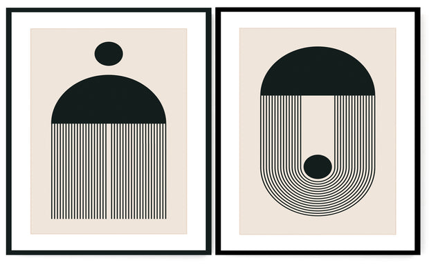 LUCULENT  GEOMETRIC PICTURE FRAMES IN BLACK AND WHITE WITH GLASS- SET OF 2