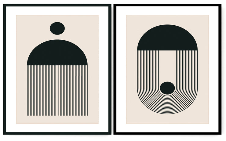 LUCULENT  GEOMETRIC PICTURE FRAMES IN BLACK AND WHITE WITH GLASS- SET OF 2