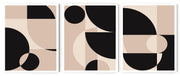 FIGURATIVE GEOMETRIC MURAL ART FRAMES WITH GLASS-SET OF 3