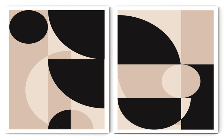 ALL OF SHAPES MINIMALISTIC ABSTRACT ART FRAMES WITH GLASS- SET OF 2