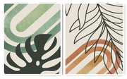 GEOMETRIC TROPICAL LEAVES ART FRAMES WITH GLASS-SET OF 2