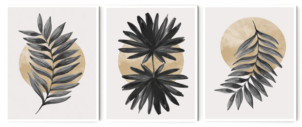 ARISTOCRATIC SIMPLE LEAF ART FRAMES WITH GLASS- SET OF 3
