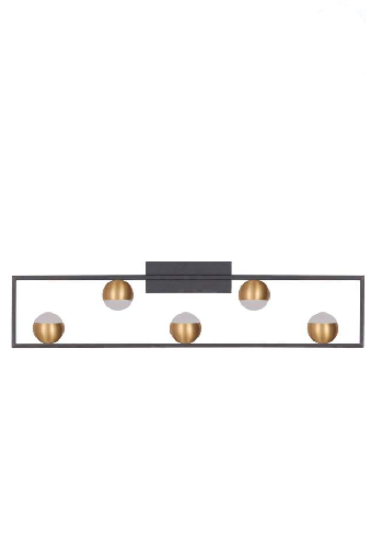 MONUMENTAL MULTIPLE LIGHTS ANTIQUE BRASS AND BLACK WALL LAMP