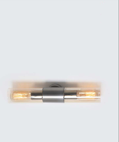 FORMA CYLINDRICA BRUSHED SATIN WALL LAMP AMBER GLASS