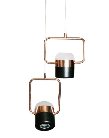 BLACK AND ROSE GOLD MOMENTOUS DESIGNER HANGING LIGHT