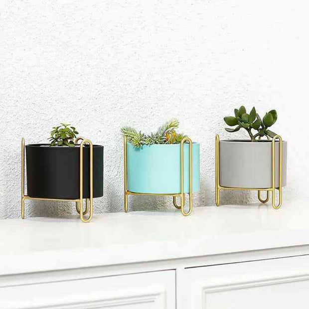 MULTICOLORED METALLIC MATT FINISH PLANTER