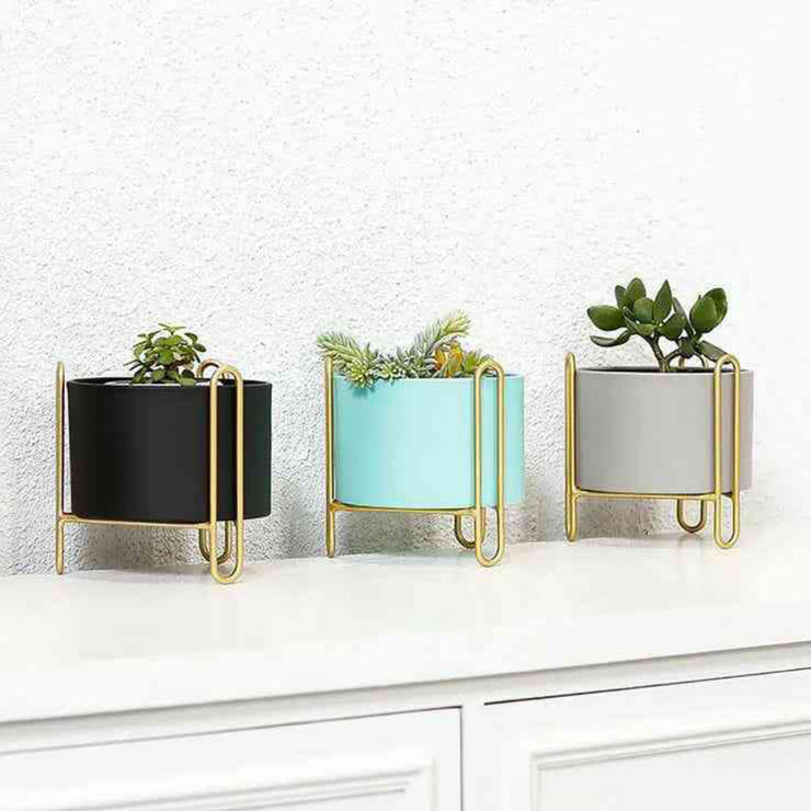 MULTICOLORED METALLIC MATT FINISH PLANTER