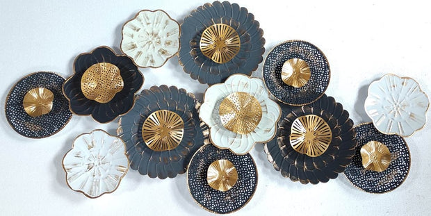 ENCHANTING GOLD, SILVER AND WHITE FLORID METAL WALL DÉCOR