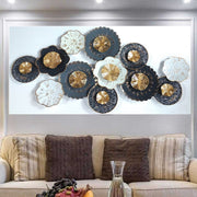 ENCHANTING GOLD, SILVER AND WHITE FLORID METAL WALL DÉCOR