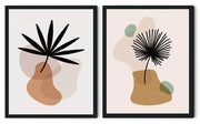 BOTANICAL MINIMALISTIC LEAVES PICTURE FRAMES WITH GLASS- SET OF 2 (2)