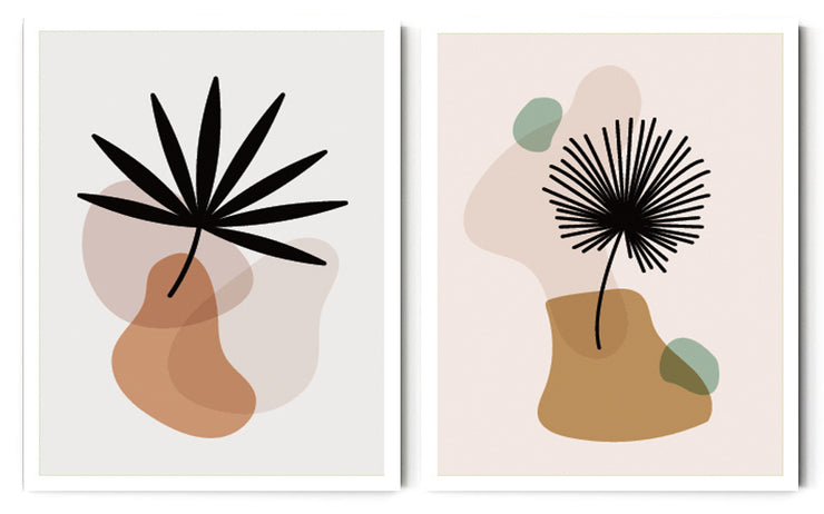 BOTANICAL MINIMALISTIC LEAVES PICTURE FRAMES WITH GLASS- SET OF 2 (2)