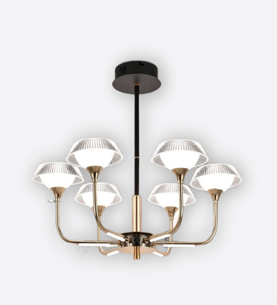 NIGHT GRAND CHEVRON DESIGN BLACK & GOLDEN CHANDELIER