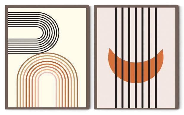 SEMICIRCULAR SILHOUTE ABSTRACT LAYOUT FRAMES WITH GLASS-SET OF 2